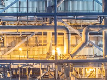 close up view of pipes in a powerplan