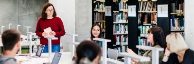 People working at the library